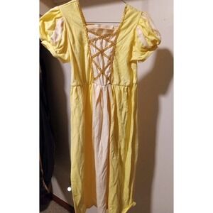 Luo Bei Er Kids Yellow Princess Costume Dress Puff Sleeve Lace Up Size 150